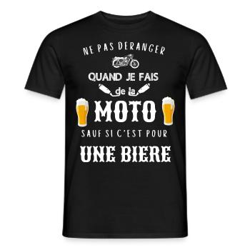 Ne pas déranger moto sauf pour une bière cadeau - T-shirt homme - noir - Devant - AI Model Male 178 light (178cm)