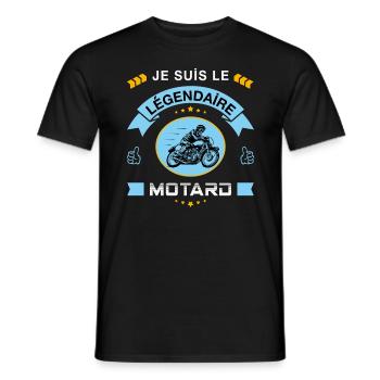 Je suis le légendaire motard - T shirt moto homme - T-shirt homme - noir - Devant - AI Model Male 178 light (178cm)