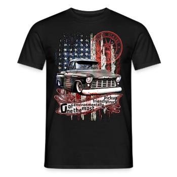 Umweltfreundlich amerikanischer V8 Vintage Pickup - Männer T-Shirt - Schwarz - Vorne - AI Model Male 178 light (178cm)