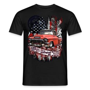 Legendary V8 Pick Up Truck American Flag - Men's T-Shirt - black - Front - AI Model Male 178 light (178cm)