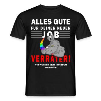 Jobwechsel Verräter Abschiedsgeschenk Nashorn - Männer T-Shirt - Schwarz - Vorne - AI Model Male 178 light (178cm)