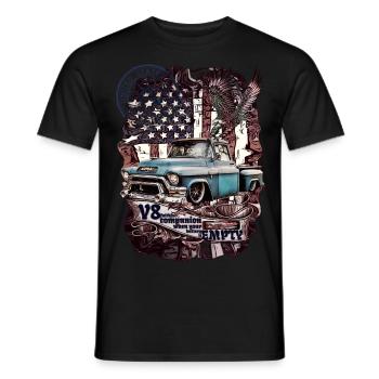 V8 engine in the legendary pick-up truck of the finest style - Men's T-Shirt - black - Front - AI Model Male 178 light (178cm)
