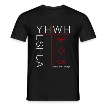 Jesus Christ YHWH Yeshua Fashion for Christians - Men's T-Shirt - black - Front - AI Model Male 178 light (178cm)