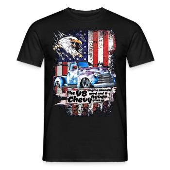 Legendary V8 Chevy Pickup Truck USA Eagle - Men's T-Shirt - black - Front - AI Model Male 178 light (178cm)