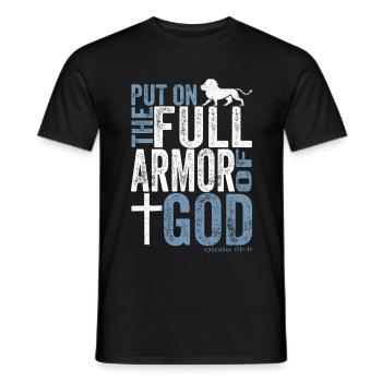 Jesus Christ Shirt Armor Ephesians 6:10 - Men's T-Shirt - black - Front - AI Model Male 178 light (178cm)