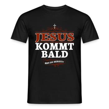 Jesus Christus kommt bald. Bist du bereit? - Männer T-Shirt - Schwarz - Vorne - AI Model Male 178 light (178cm)