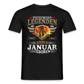 Feuerwehrmann Geburtstag Januar Feuerwehr Legende - Männer T-Shirt - Schwarz - Vorne - AI Model Male 178 light (178cm)