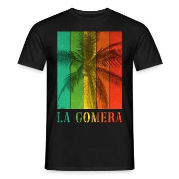 La Gomera Summer Sun Beach Sea Palm Trees - Men's T-Shirt - black - Front - AI Model Male 178 light (178cm)