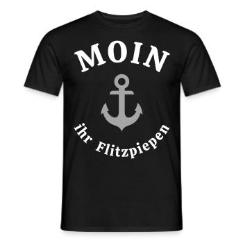 Moin ihr Flitzpiepen Schrift lustig Anker - Männer T-Shirt - Schwarz - Vorne - AI Model Male 178 light (178cm)