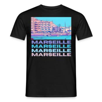 Marseille - Männer T-Shirt - Schwarz - Vorne - AI Model Male 178 light (178cm)