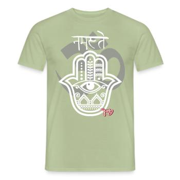 namasté - T-shirt homme - vert sauge - Devant - AI Model Male 178 light (178cm)