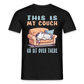 Cat Couch Sofa Funny Humor Typical Cartoon - Men's T-Shirt - black - Front - AI Model Male 178 light (178cm)