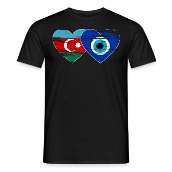 Aserbaidschan Nazarperle Flagge used - Männer T-Shirt - Schwarz - Vorne - AI Model Male 178 light (178cm)