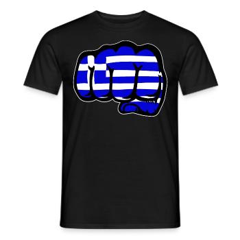 Griechenland Flagge Hand Faust - Männer T-Shirt - Schwarz - Vorne - AI Model Male 178 light (178cm)