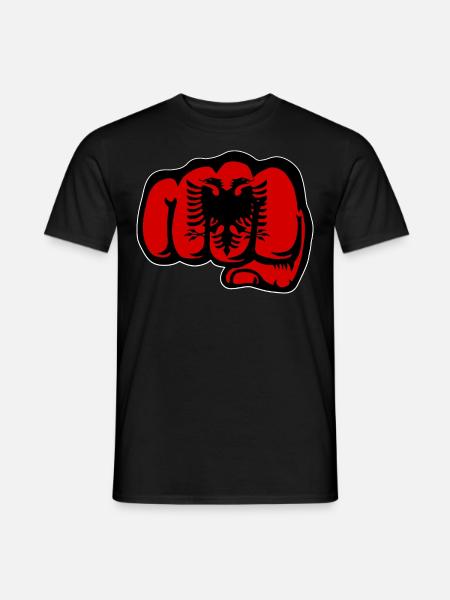 Bandiera dell'Albania Pugno a mano - T-shirt uomo - nero