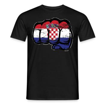 Kroatien Flagge Hand Faust used - Männer T-Shirt - Schwarz - Vorne - AI Model Male 178 light (178cm)