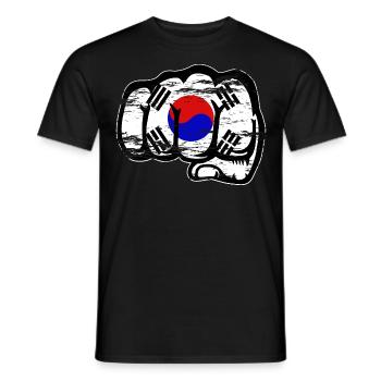 Drapeau de la Corée du Sud Main Poing Utilisé - T-shirt homme - noir - Devant - AI Model Male 178 light (178cm)
