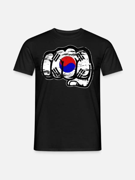 Südkorea Flagge Hand Faust used - Männer T-Shirt - Schwarz
