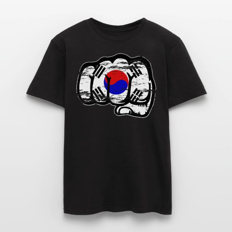 Drapeau de la Corée du Sud Main Poing Utilisé T-shirt homme
