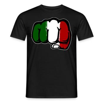 Drapeau de l’Italie main poing - T-shirt homme - noir - Devant - AI Model Male 178 light (178cm)