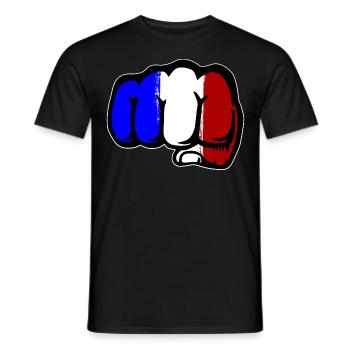France Flag Hand Fist - Men's T-Shirt - black - Front - AI Model Male 178 light (178cm)