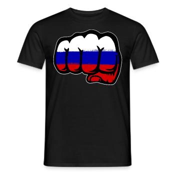Russland Flagge Hand Faust - Männer T-Shirt - Schwarz - Vorne - AI Model Male 178 light (178cm)