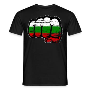 Drapeau de la Bulgarie Main Poing Utilisé - T-shirt homme - noir - Devant - AI Model Male 178 light (178cm)