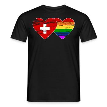 Schweiz Regenbogen Flagge used - Männer T-Shirt - Schwarz - Vorne - AI Model Male 178 light (178cm)