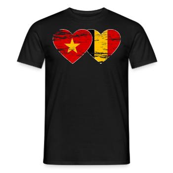 Belgique Vietnam Belgique Drapeau Coeur Utilisé - T-shirt homme - noir - Devant - AI Model Male 178 light (178cm)