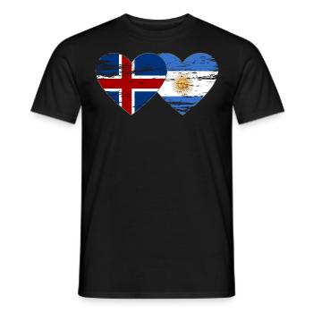 Iceland Argentina Flag Heart Used - Men's T-Shirt - black - Front - AI Model Male 178 light (178cm)