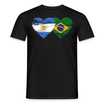 Argentine Brésil Drapeau Coeur Utilisé - T-shirt homme - noir - Devant - AI Model Male 178 light (178cm)