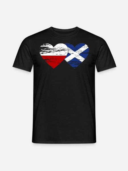 Poland Scotland Flag Heart Used - Men's T-Shirt - black