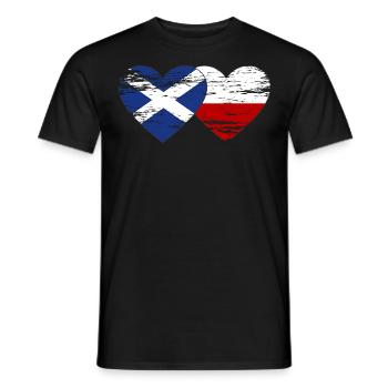 Schottland Polen Flagge Herz used - Männer T-Shirt - Schwarz - Vorne - AI Model Male 178 light (178cm)