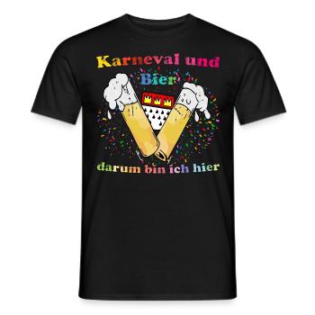 Karneval und Bier darum bin ich hier - Männer T-Shirt - Schwarz - Vorne - AI Model Male 178 light (178cm)