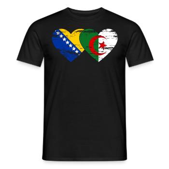 Bosnie Algérie drapeau coeur utilisé - T-shirt homme - noir - Devant - AI Model Male 178 light (178cm)