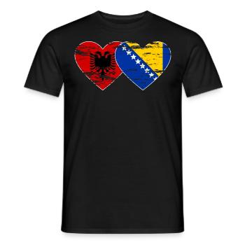 Albanie Bosnie drapeau coeur utilisé - T-shirt homme - noir - Devant - AI Model Male 178 light (178cm)