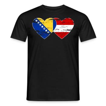 Bosnia Austria Flag Heart used - Men's T-Shirt - black - Front - AI Model Male 178 light (178cm)