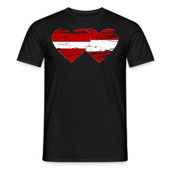 Latvia Austria Flag Heart Used - Men's T-Shirt - black - Front - AI Model Male 178 light (178cm)