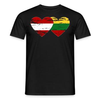 Autriche Lituanie Drapeau Coeur Utilisé - T-shirt homme - noir - Devant - AI Model Male 178 light (178cm)