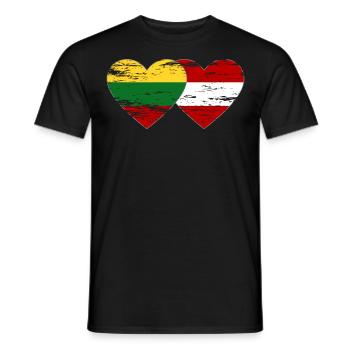 Lithuania Austria Flag Heart Used - Men's T-Shirt - black - Front - AI Model Male 178 light (178cm)