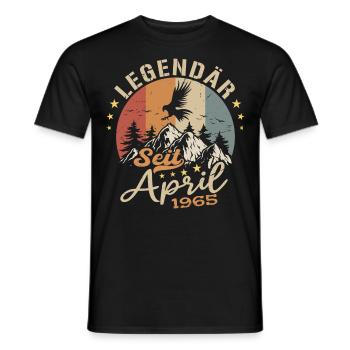 April 1965 Vintage Born Vintage Birthday - Men's T-Shirt - black - Front - AI Model Male 178 light (178cm)