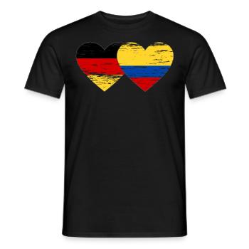 Germany Colombia Flag Heart Used - Men's T-Shirt - black - Front - AI Model Male 178 light (178cm)