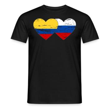 Colombie Russie drapeau coeur utilisé - T-shirt homme - noir - Devant - AI Model Male 178 light (178cm)