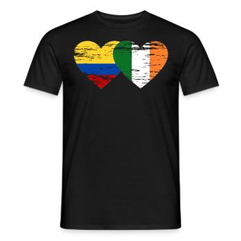 Colombie Irlande drapeau coeur utilisé - T-shirt homme - noir - Devant - AI Model Male 178 light (178cm)