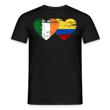 Irlande Colombie drapeau coeur utilisé - T-shirt homme - noir - Devant - AI Model Male 178 light (178cm)