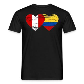 Peru Colombia flag heart used - Men's T-Shirt - black - Front - AI Model Male 178 light (178cm)