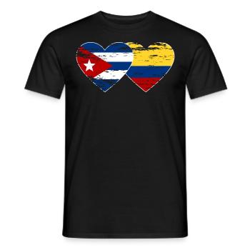 Cuba Colombie Drapeau Coeur Utilisé - T-shirt homme - noir - Devant - AI Model Male 178 light (178cm)