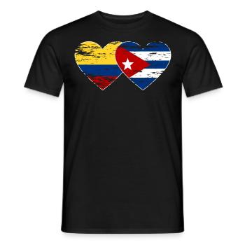 Colombie Cuba Drapeau Coeur utilisé - T-shirt homme - noir - Devant - AI Model Male 178 light (178cm)