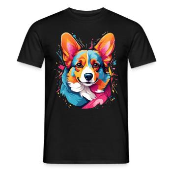 Corgi Splash - Men's T-Shirt - black - Front - AI Model Male 178 light (178cm)