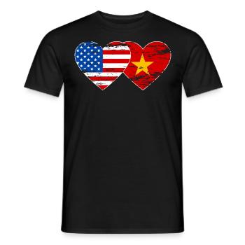 USA Vietnam Flagge Herz used - Männer T-Shirt - Schwarz - Vorne - AI Model Male 178 light (178cm)